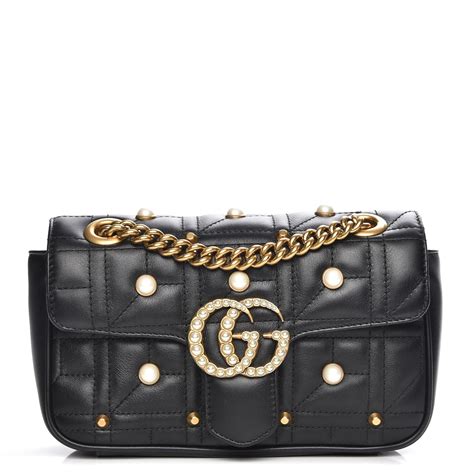 gucci black bag with pearls